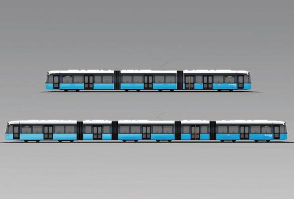 Spårvagn M34 blir 12 meter längre än dess föregångare modell M33.